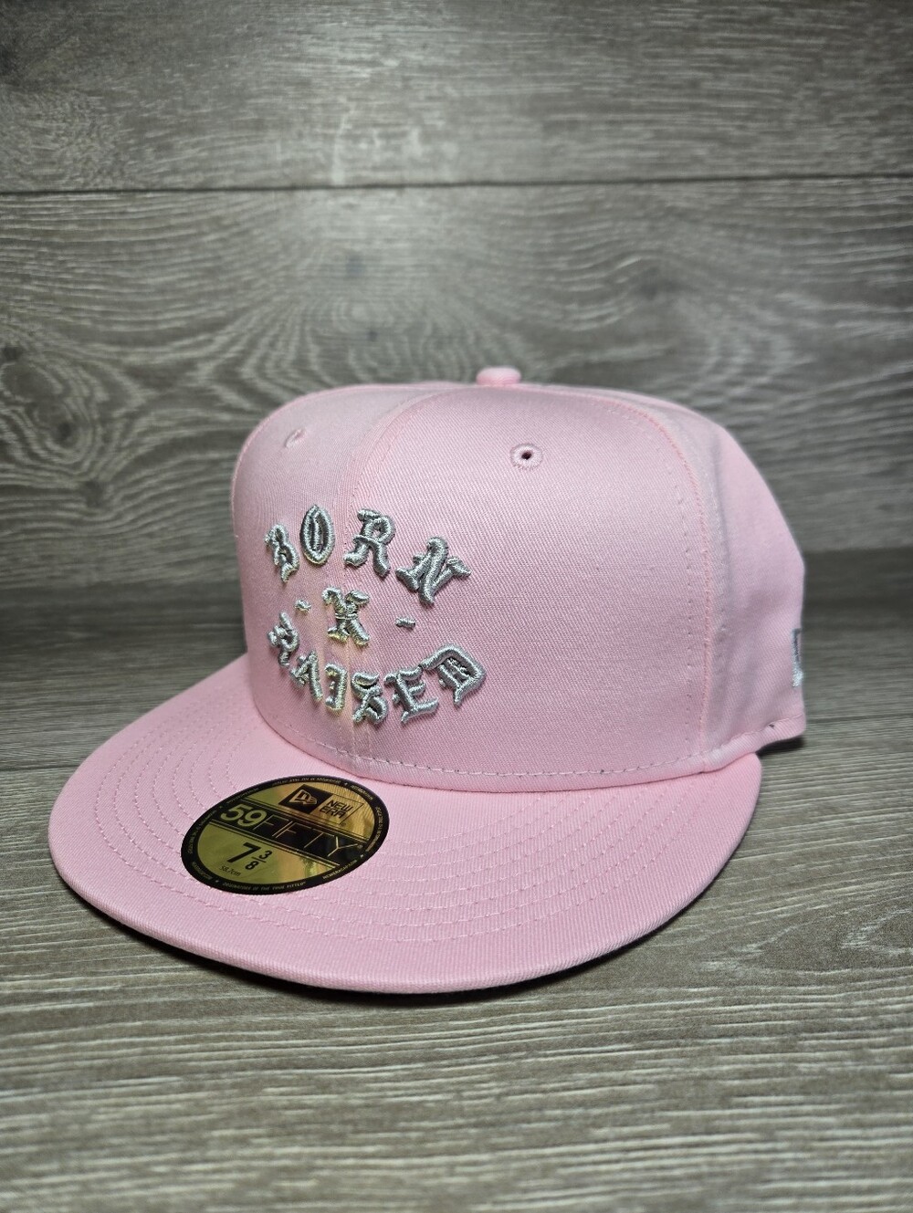Born x Raised x New Era Fitted Rocker 59FIFTY Hat Pink / Grey / White Size 7 3/8